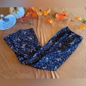 Vintage Navy Blue Floral Midi Skirt